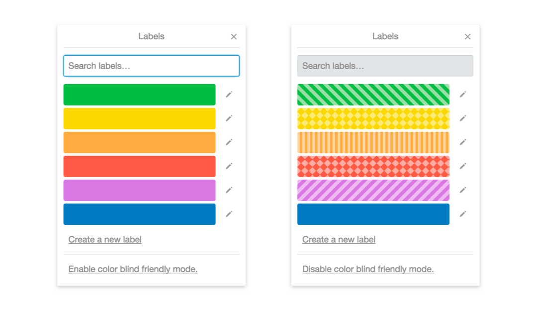 Trello's solution for color blindness
