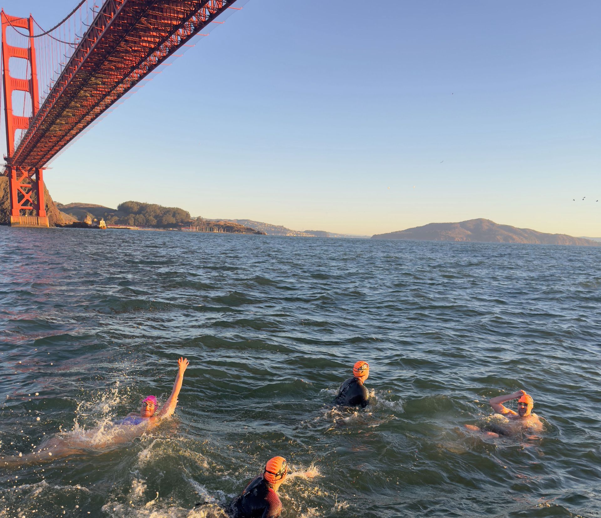 Rubyists in an open water swim near the Golden Gate Bridge