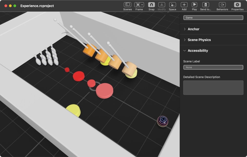 An image showing the reality composer UI in action