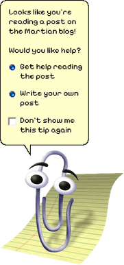 A Martian parody of the old Clippy popup from Microsoft Word