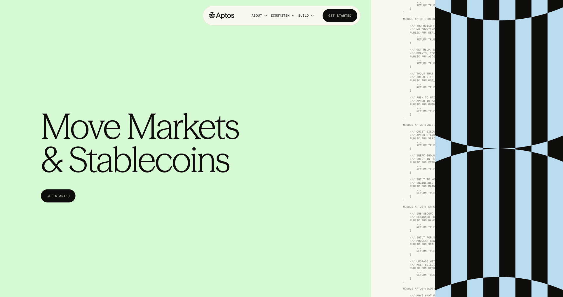 Screenshot of Aptos Network homepage