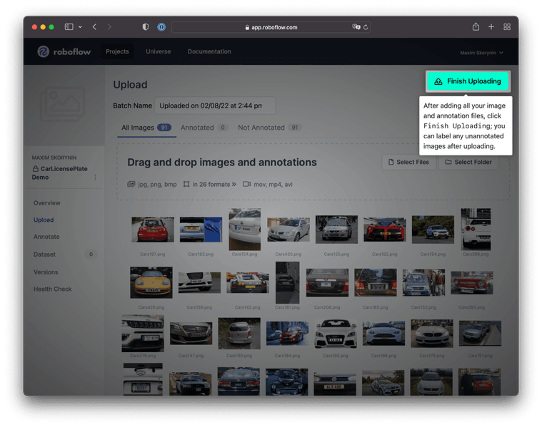 The number of images was reduced since Roboflow automatically eliminated some duplicates