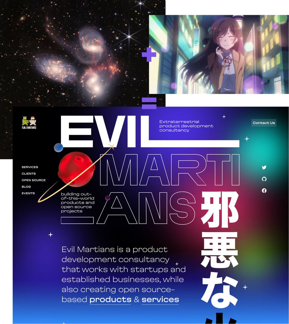 Far-off galaxies plus anime background equal new Martian website