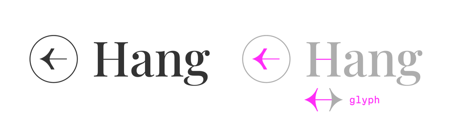 The thin line of the icon's shaft now matches the thin horizonal lines of the font, while the arrow's style corresponds to a double arrowed glyph from the character set of the font.