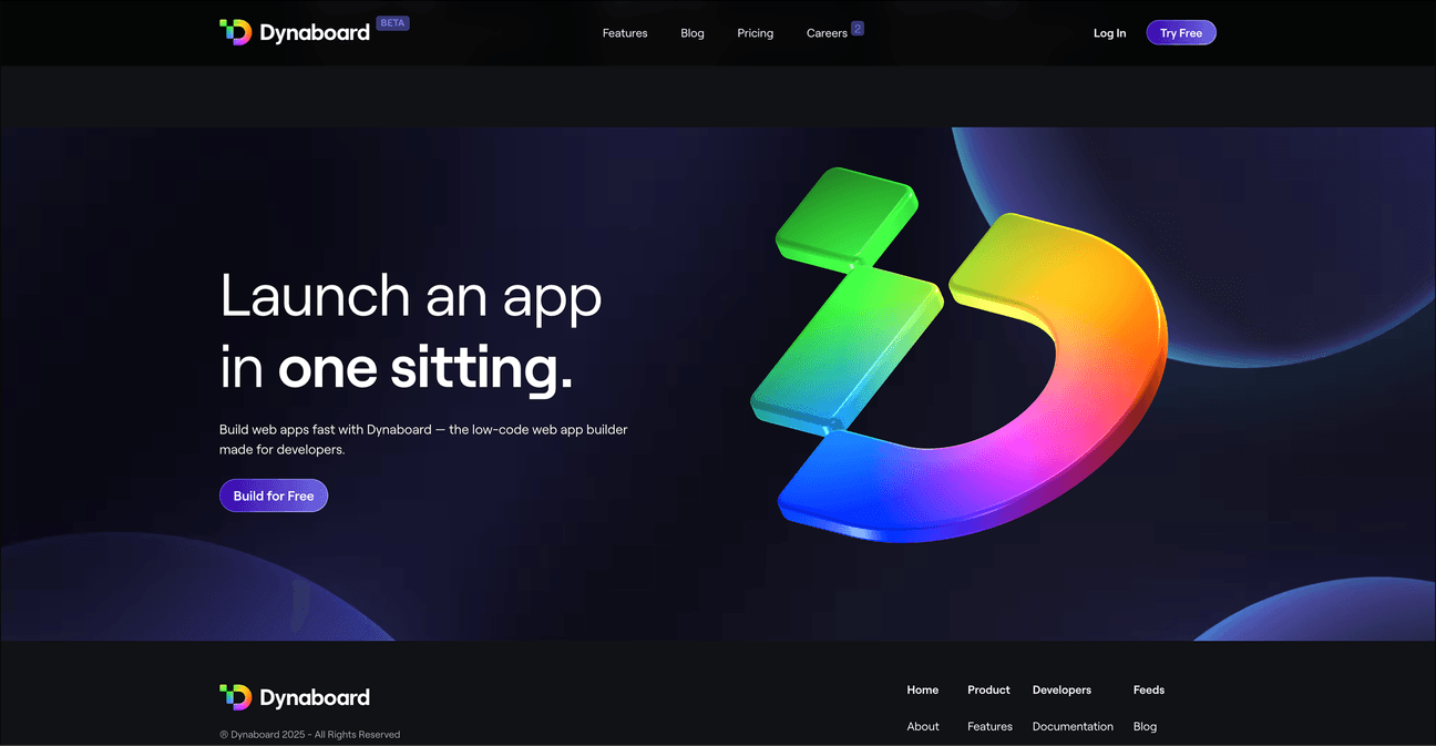 [Dynaboard](https://www.playbook.com/s/evilmartians/hYkSZvvZ4AsRe1rwM9m15JVG?assetToken=zKhh1JG1N9GTjDzYjghiDuKQ): Large edge-to-edge CTA block with animation