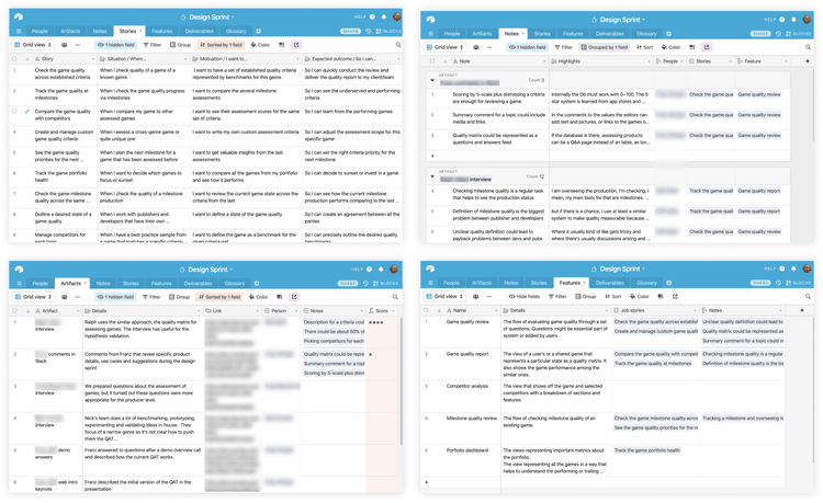 Screenshots of user interviews