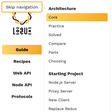 Example of Skip navigation and focus style