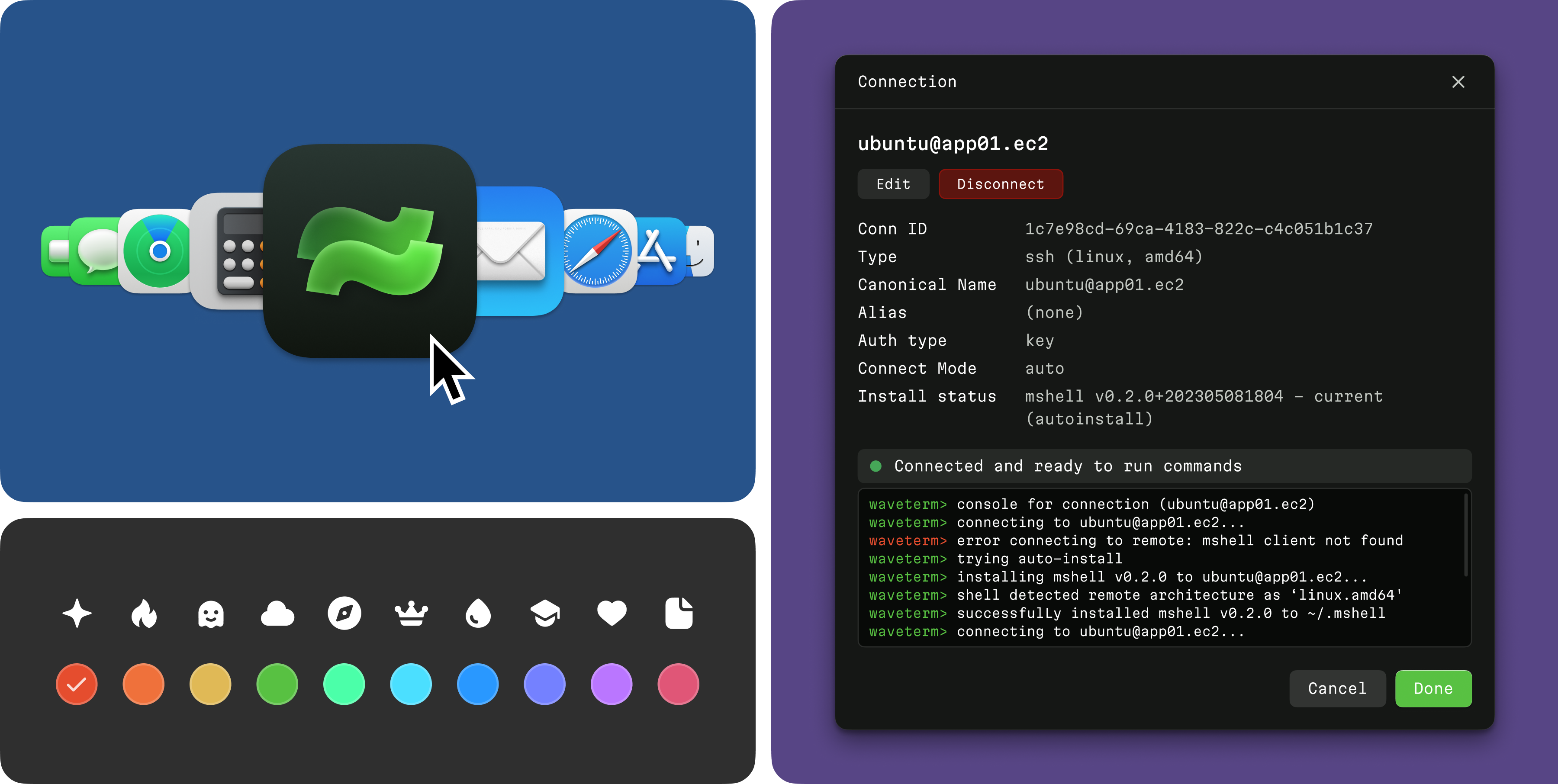 Waveterm UI showcase
