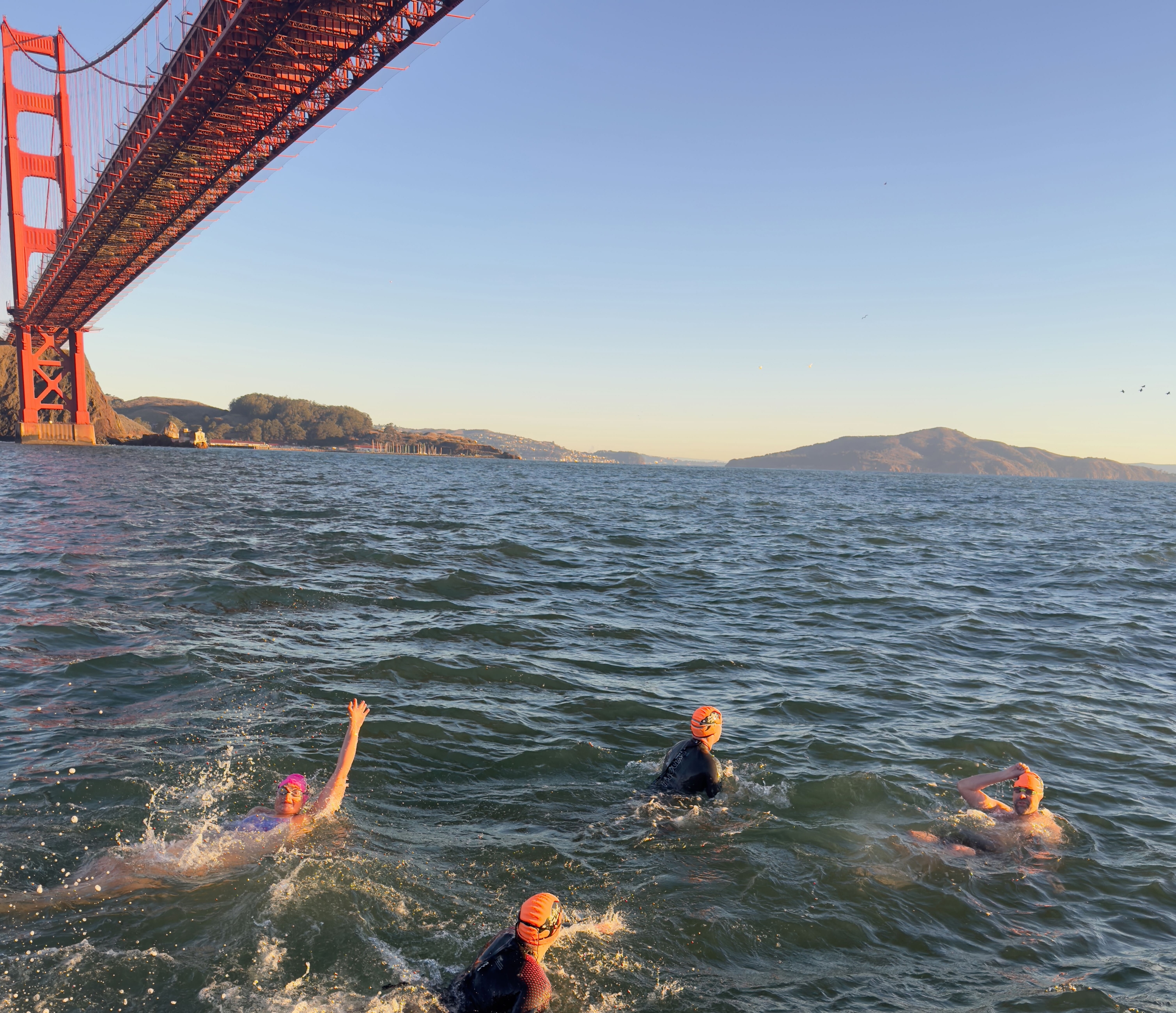 Rubyists in an open water swim near the Golden Gate Bridge