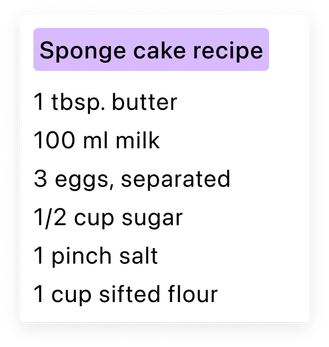 A recipe for delicious sponge cake