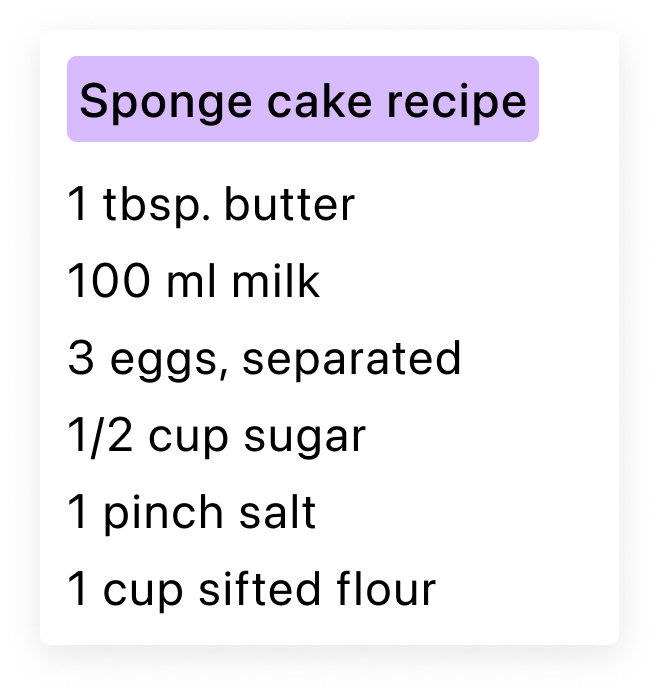 A recipe for delicious sponge cake