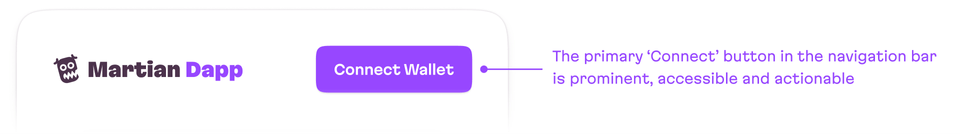 A UI navbar with a clearly visible Connect Wallet button