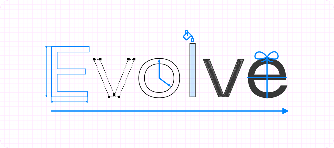 A graphic of the word 'evolve'
