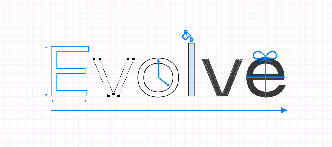 A graphic of the word 'evolve'