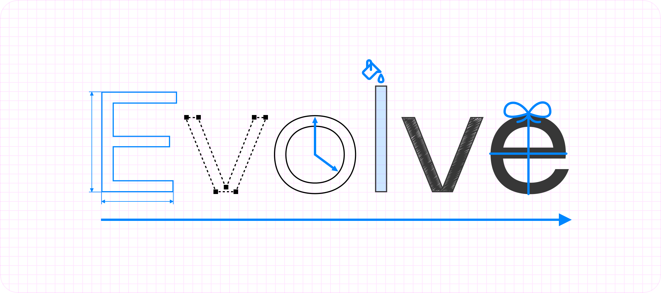 A graphic of the word 'evolve'