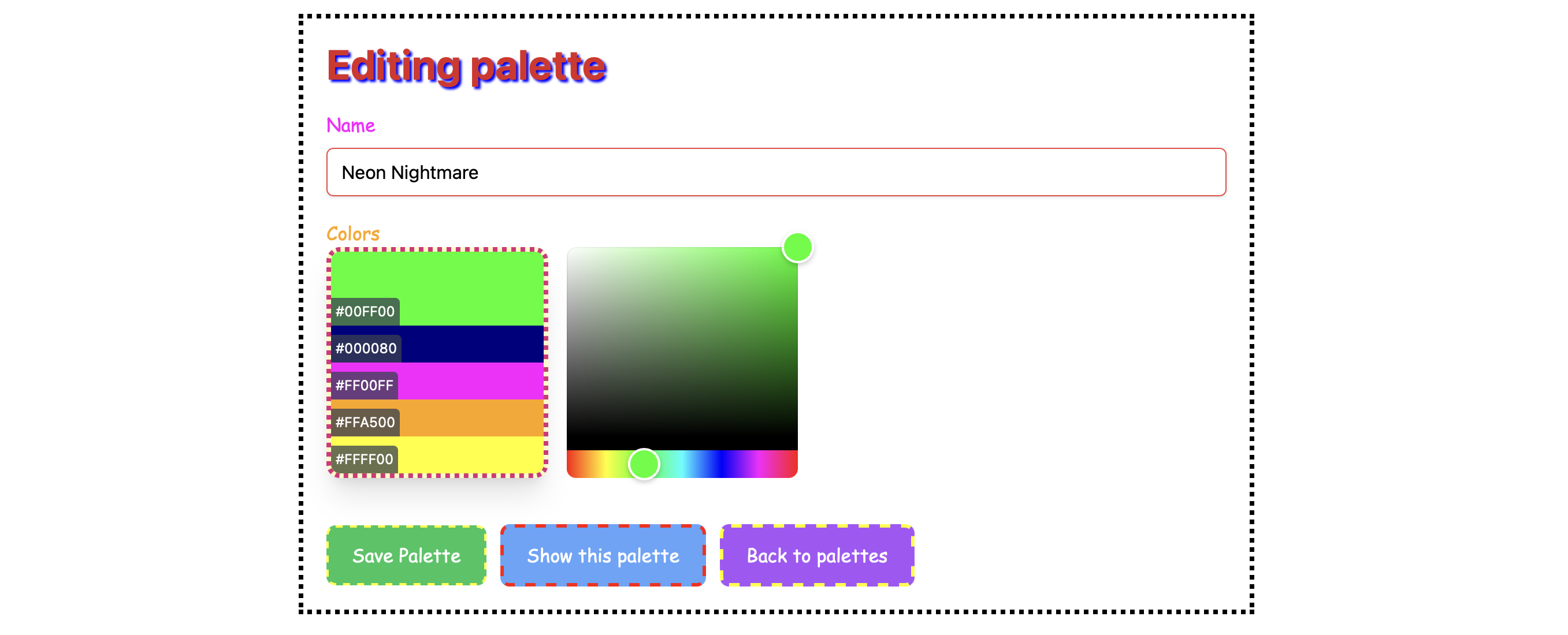 Custom color picker in action