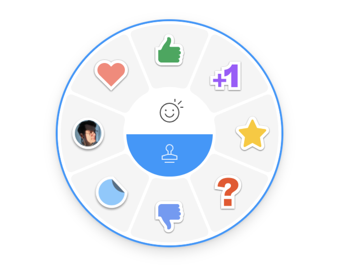 Figjam has a wheel for stamps and it works like a charm