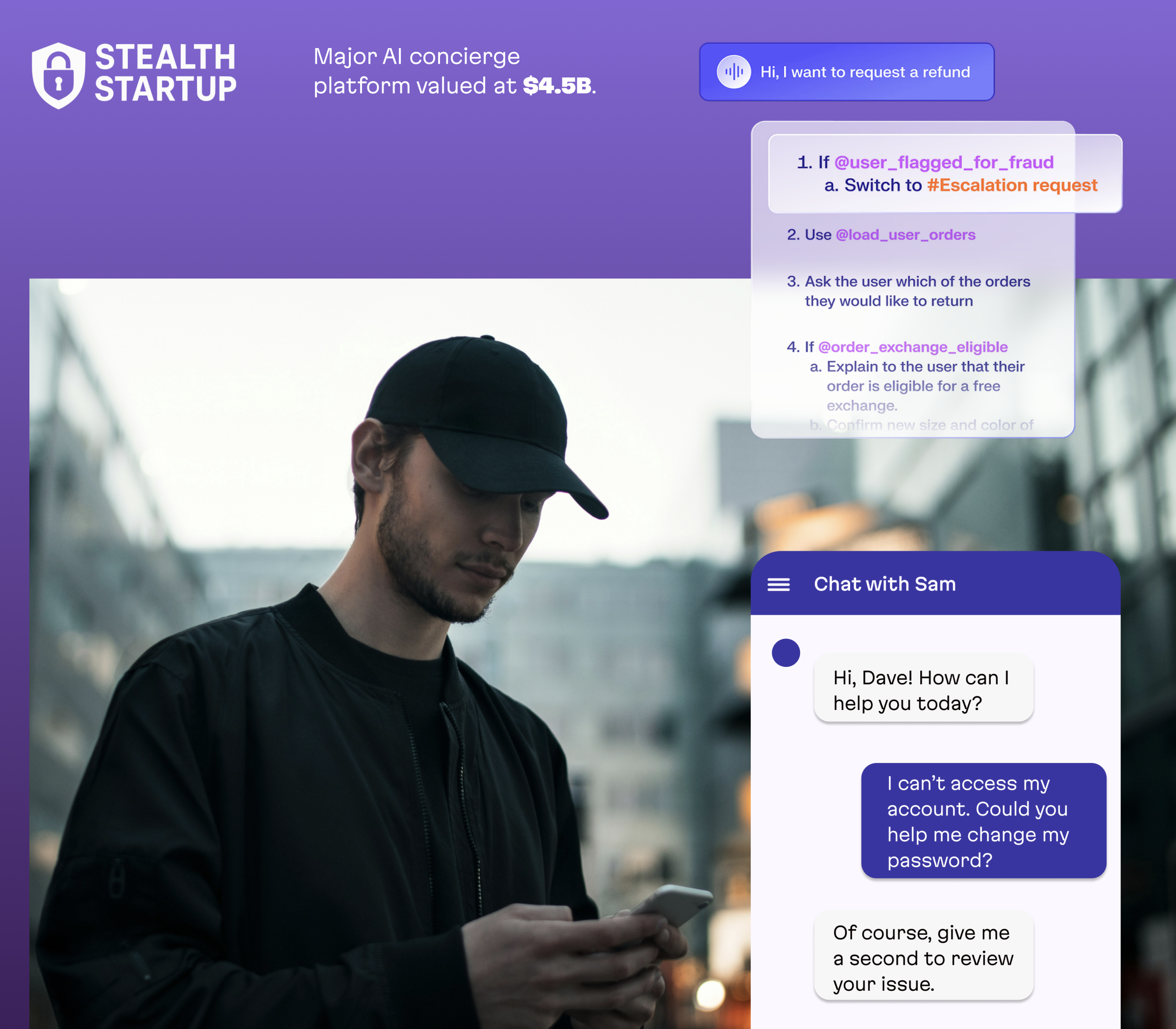 AI concierge platform UI