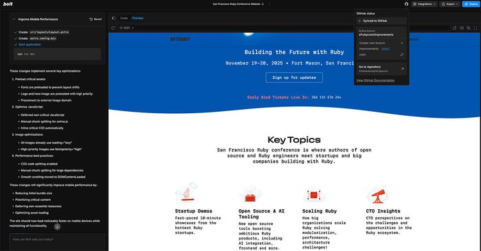 Bolt.new with GitHub integration
