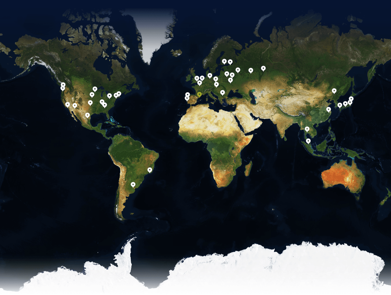 The map with clusterized markers