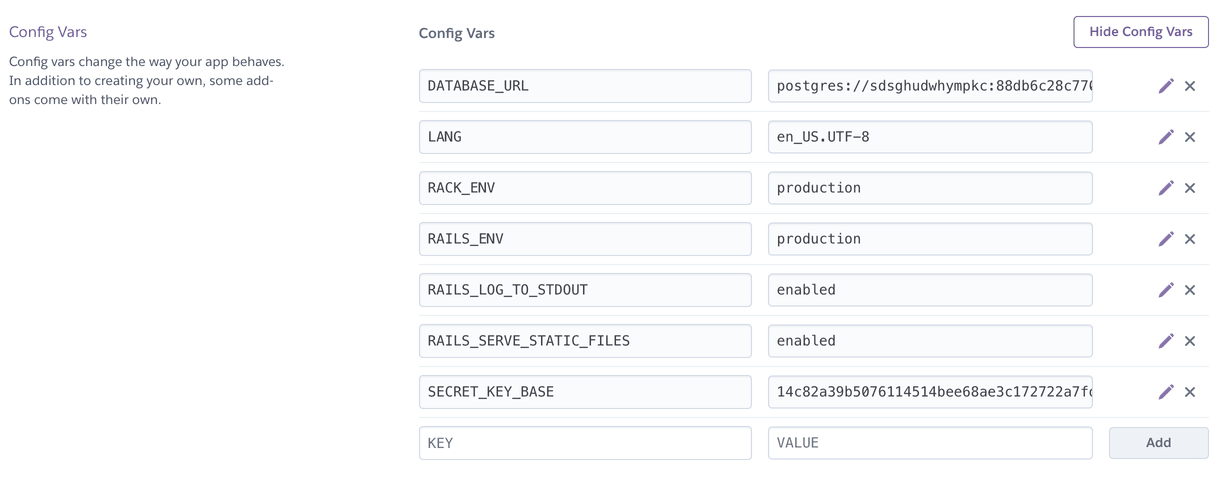 Heroku application config for a fresh Rails app