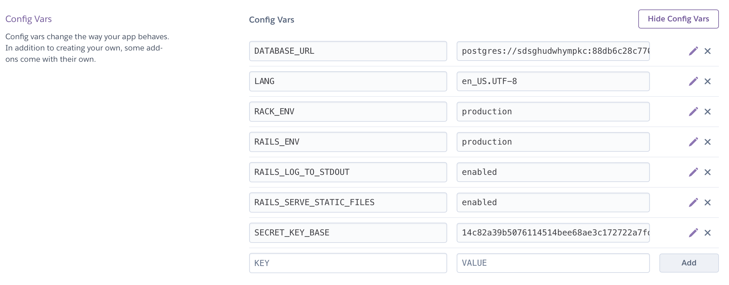 Heroku application config for a fresh Rails app