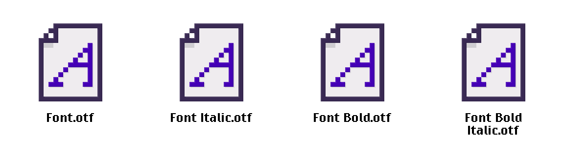 Various font icons with different styles