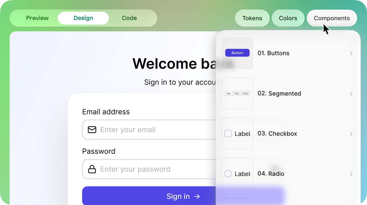 Components selections might be the first step towards the design system workflow