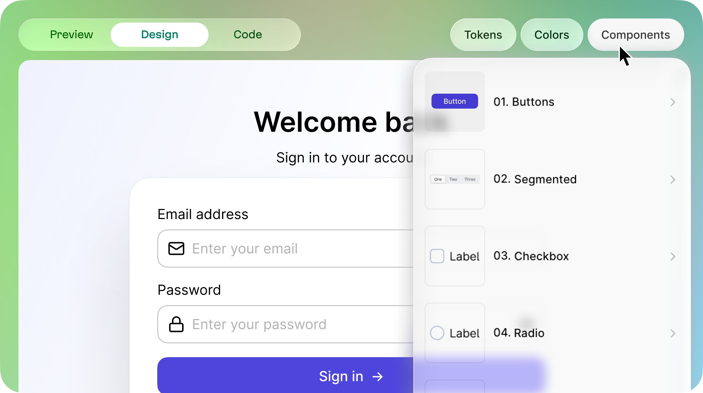 Components selections might be the first step towards the design system workflow