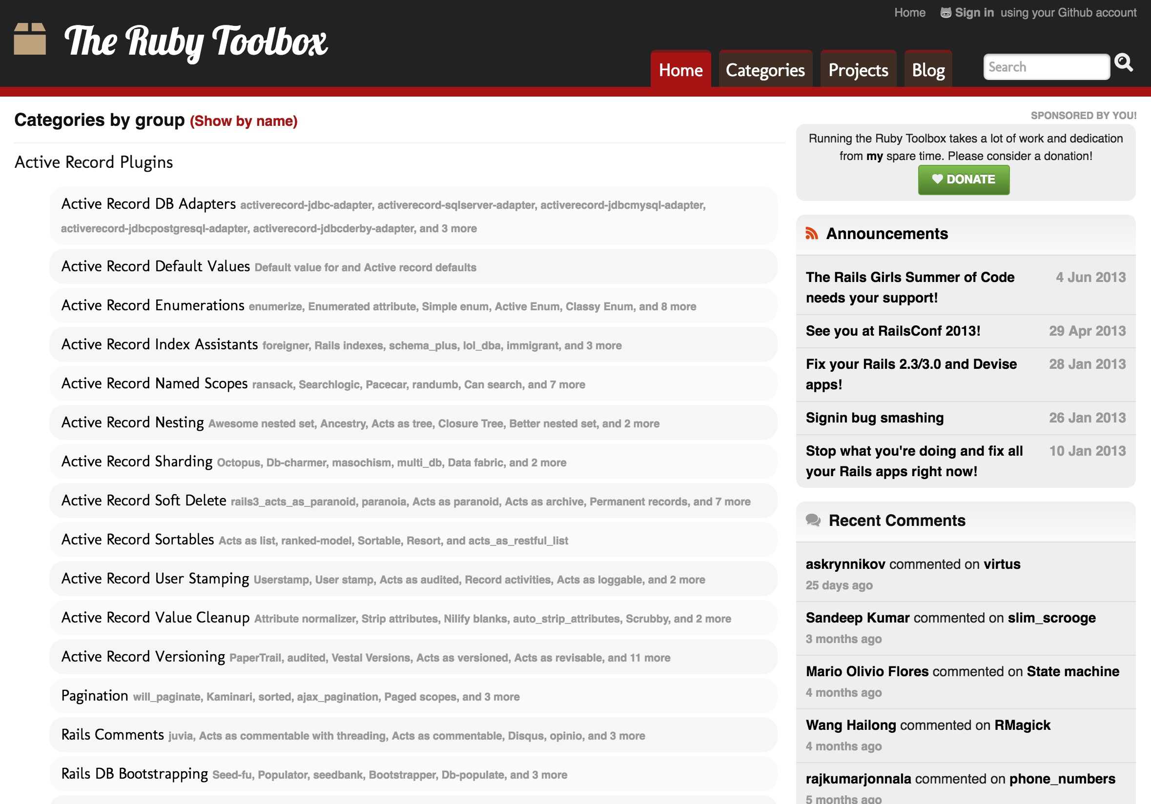 Ruby Toolbox Home
